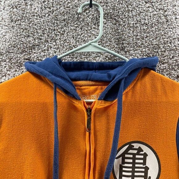 Dragon Ball Z Hoodie Sweatshirt Mens Medium Orange Blue Goku Kama Symbol Casual - Picture 3 of 11